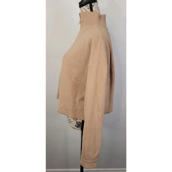 LUNYA Sweater Womens Sz Small Tan Crop Cozy Cotton Silk Pullover - Picture 4 of 11